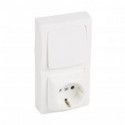 Combination of switch/push button with socket outlet