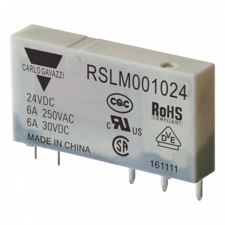 Carlo-gavazzi RSLM001024 CARLO GAVAZZI Electromechanical relay narrow 5 mm, Amperage 6 A, Voltage coil 24VDC, Configuratio..