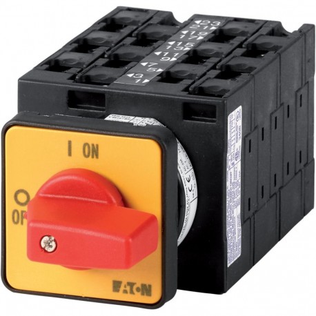 EATON - MOELLER T3-6-13/E-RT T3-6-13/E-RT 004225 Y7-4225 EATON ELECTRIC On-Off switch, 6 pole, 32 A, Emergency-Stop function, 90 °, flush..