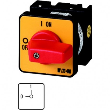 EATON - MOELLER T0-2-1/E-RT T0-2-1/E-RT 011082 Y7-11082 EATON ELECTRIC On-Off switch, 3 pole, 20 A, Emergency-Stop function, 90 °, flush..