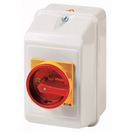 Eaton-moeller P1-25/ST/SVB EATON ELECTRIC Main switch, +steel enclosure, 3p, 25A, handle red yellow, lockable