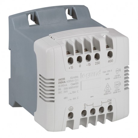 LEGRAND 044265 044265 LEGRAND TRANSFORMER 230-400V/115-230V 250VA