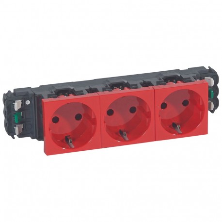 Legrand 077413 MO-SOCKET 3X2P+T DLP SCH RED