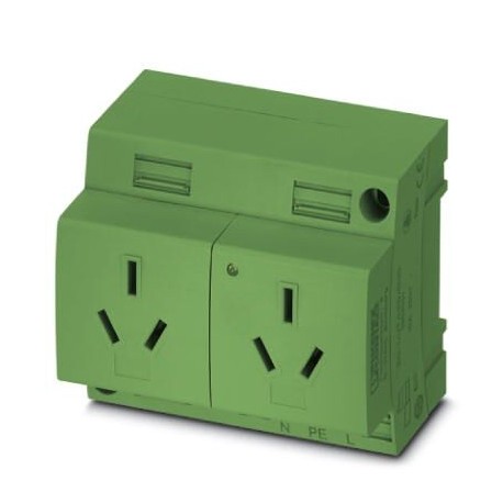 Phoenix contact EO-I/UT/LED/DUO/GN Double socket, Pin connector pattern type I, Screw connection, fo..