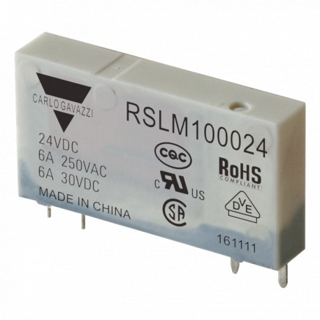 Carlo-gavazzi RSLM100024 CARLO GAVAZZI Electromechanical relay narrow 5 mm, Amperage 6 A, Voltage coil 24VDC, Configuratio..