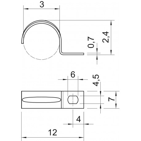 Obo-bettermann 604 3 G OBO BETTERMANN Attaching clip single lobe, 3mm, Electrogalvanised, DIN 50961, Steel, St