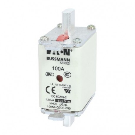 EATON - MOELLER NH FUSE 100AMP 690V gG SIZE 00 NH FUSE 100AMP 690V gG SIZE 00 100NHG00B-690 EATON ELECTRIC Fuse-link, LV, 100 A, AC 690 V, NH00, gL/gG, IEC..