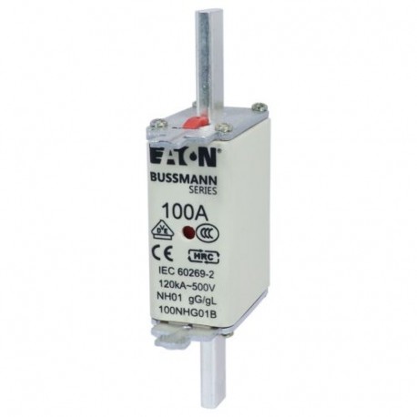 EATON - MOELLER NH FUSE 100A 500V GG/GL SIZE 01 NH FUSE 100A 500V GG/GL SIZE 01 100NHG01B EATON ELECTRIC Fuse-link, LV, 100 A, AC 500 V, NH01, gL/gG, IEC, d..