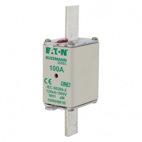EATON - MOELLER FUSE NH SIZE 1 AM 100A 500V FUSE NH SIZE 1 AM 100A 500V 100NHM1B EATON ELECTRIC Fuse-link, LV, 100 A, AC 500 V, NH00, aM, IEC, dual indi..