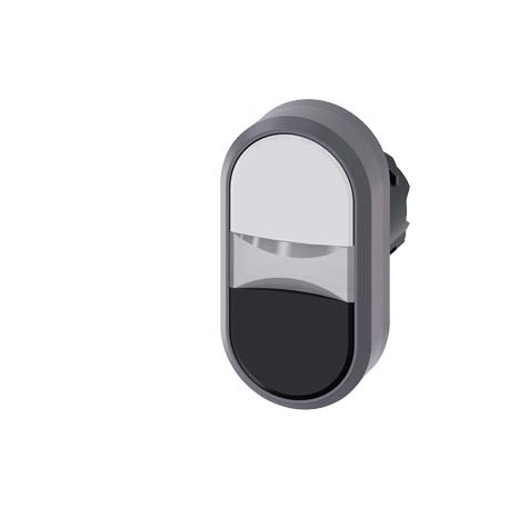 Siemens 3SU1031-3AB61-0AA0 Illuminated twin pushbutton, 22 mm, round, plastic with metal front ring, white, ..