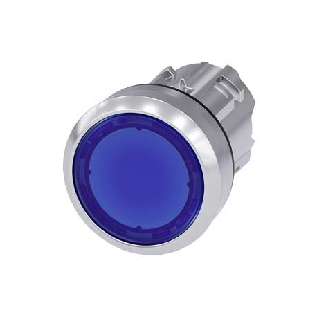 Siemens 3SU1051-0AB60-0AA0 Illuminated pushbutton, 22 mm, round, metal, shiny, white, pushbutton, flat, mome..