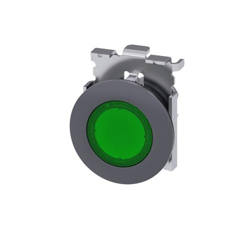Siemens 3SU1061-0JA70-0AA0 Illuminated pushbutton, 30 mm, round, metal, matte, clear, front ring for flush i..