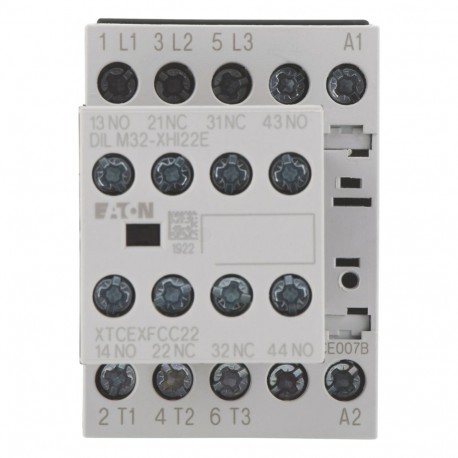 Eaton-moeller DILM7-22(230V50HZ,240V60HZ) Y7-106360 EATON ELECTRIC Contactor, 3p+2N/O+2N/C, 3kW/400V/AC3