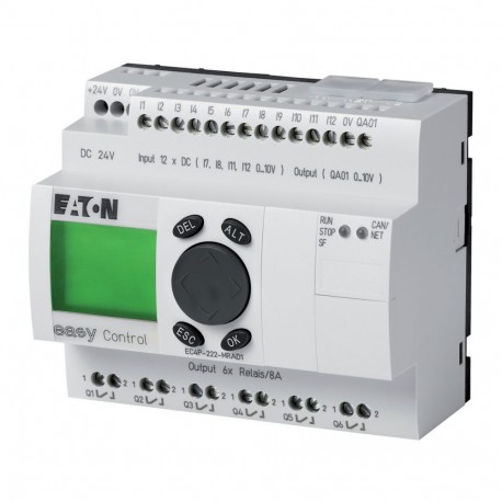 Eaton-moeller EC4P-222-MRAD1 0004519738 EATON ELECTRIC Compact PLC, 24 V DC, 12DI(of 4AI), 6DO(R), 1AO, ethernet, C..