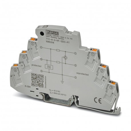 Phoenix contact TTC-6-3-HF-12DC-PT Surge protection for three signal wires with common reference pot..