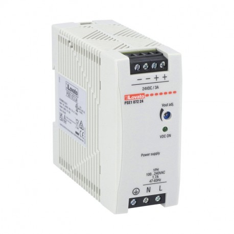 Lovato-electric PSE107224 LOVATO DIN 1PH POWER SUPPLY 72W 100-240VAC 24VD