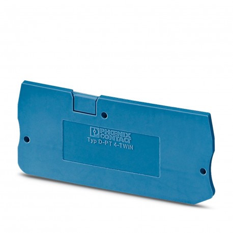 Phoenix contact D-PT 4-TWIN BU End cover, length: 66.5 mm, width: 2.2 mm, height: 29 mm, color: blue