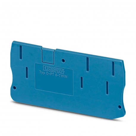 Phoenix contact D-PT 6-TWIN BU End cover, length: 74 mm, width: 2.2 mm, height: 36 mm, color: blue