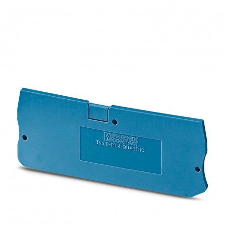 Phoenix contact D-PT 4-QUATTRO BU End cover, length: 77 mm, width: 2.2 mm, height: 29 mm, color: blue