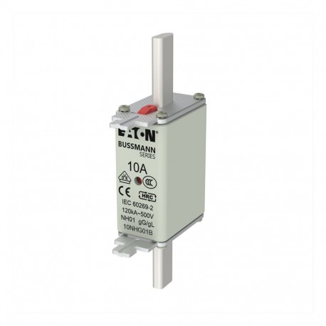 EATON - MOELLER NH FUSE 10A 500V GG/GL SIZE 01 NH FUSE 10A 500V GG/GL SIZE 01 10NHG01B EATON ELECTRIC Fuse-link, LV, 10 A, AC 500 V, NH01, gL/gG, IEC, dual..