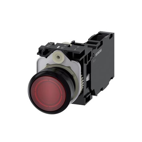 SIEMENS 3SU1102-0AB70-3FA0 3SU1102-0AB70-3FA0 SIEMENS Illuminated pushbutton, 22 mm, round, plastic, clear, pushbutton, flat, momentary..