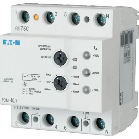 Eaton-moeller PDIM-40/4 Y7-111760 EATON ELECTRIC Residual current circuit-breaker, 40A, 4p, 0mA, AC-Char