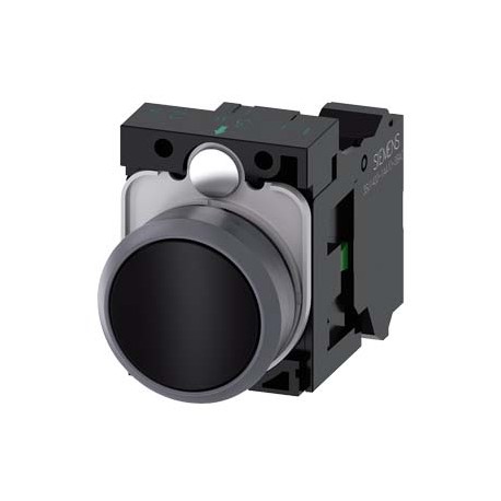 Siemens 3SU1130-0AB30-1FA0 Pushbutton, 22 mm, round, plastic with metal front ring, yellow, pushbutton, flat..