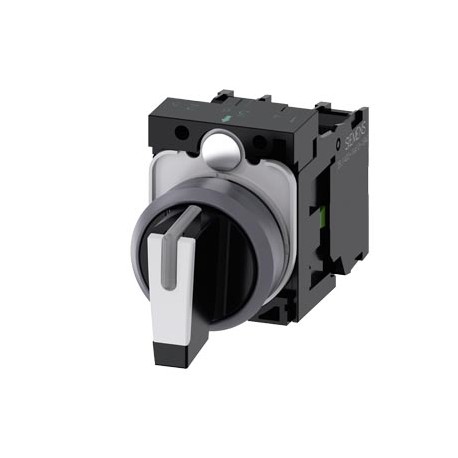 Siemens 3SU1130-2BL60-1NA0 Selector switch, illuminable, 22 mm, round, plastic with metal front ring, white,..