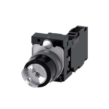 Siemens 3SU1130-4BL11-1NA0 RONIS key-operated switch, 22 mm, round, plastic with metal front ring, lock numb..