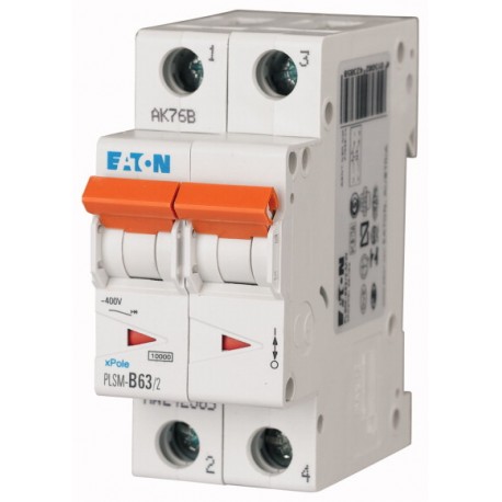 EATON - MOELLER PLSM-D63/2-MW PLSM-D63/2-MW 113099 Y7-113099 EATON ELECTRIC Over current switch, 63A, 2p, type D characteristic