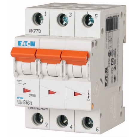EATON - MOELLER PLSM-D63/3-MW PLSM-D63/3-MW 113153 Y7-113153 EATON ELECTRIC Over current switch, 63A, 3p, type D characteristic