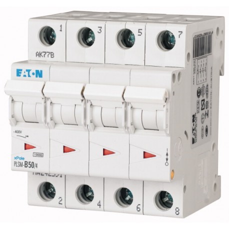 EATON - MOELLER PLSM-D50/4-MW PLSM-D50/4-MW 113156 Y7-113156 EATON ELECTRIC Over current switch, 50A, 4p, type D characteristic