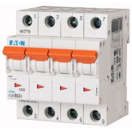EATON - MOELLER PLSM-D63/4-MW PLSM-D63/4-MW 113157 Y7-113157 EATON ELECTRIC Over current switch, 63A, 4p, type D characteristic