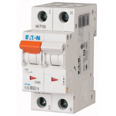 Eaton-moeller PLZM-D63/1N-MW Y7-113161 EATON ELECTRIC Over current switch, 63A, 1pole+N, type D characteristic