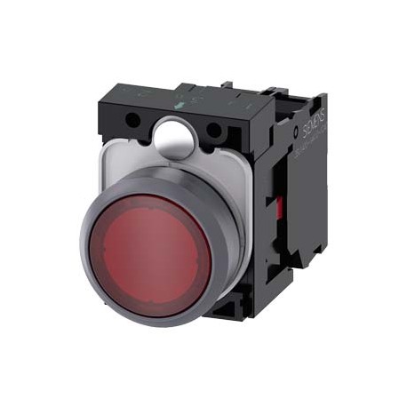 Siemens 3SU1132-0AB50-3FA0 Illuminated pushbutton, 22 mm, round, plastic with metal front ring, blue, pushbu..