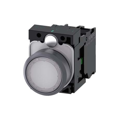 SIEMENS 3SU1133-0AB70-1BA0 3SU1133-0AB70-1BA0 SIEMENS Illuminated pushbutton, 22 mm, round, plastic with metal front ring, clear, pushb..