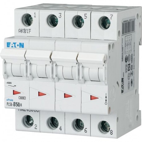 Eaton-moeller PLS6-D50/4 Y7-113408 EATON ELECTRIC Over current switch, 50A, 4 p, type D characteristic