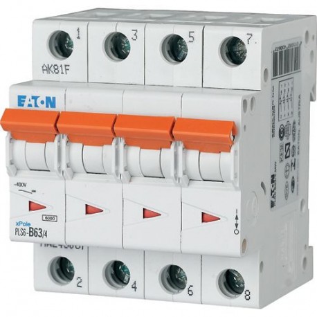 Eaton-moeller PLS6-D63/4 Y7-113409 EATON ELECTRIC Over current switch, 63A, 4 p, type D characteristic
