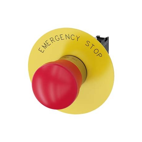 Siemens 3SU1150-1HA20-1FG0 EMERGENCY STOP mushroom pushbutton, 22 mm, round, metal, shiny, red, 40 mm, posit..