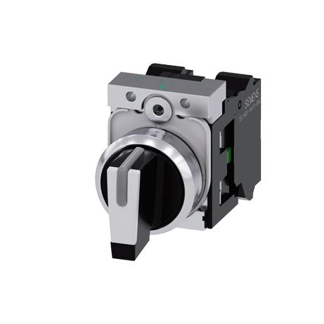 Siemens 3SU1150-2BF60-1MA0 Selector switch, illuminable, 22 mm, round, metal, shiny, white, selector switch,..