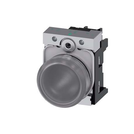 Siemens 3SU1152-6AA60-1AA0 Indicator lights, 22 mm, round, metal, shiny, white, lens, smooth, with holder, L..