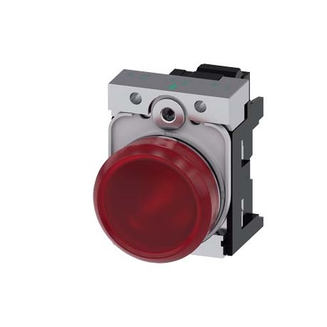 Siemens 3SU1153-6AA20-1AA0 Indicator lights, 22 mm, round, metal, shiny, red, lens, smooth, with holder, LED..