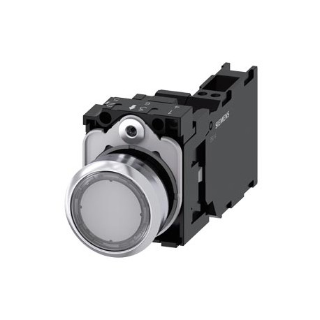 Siemens 3SU1156-0AB50-1BA0 Illuminated pushbutton, 22 mm, round, metal, shiny, blue, pushbutton, flat, momen..