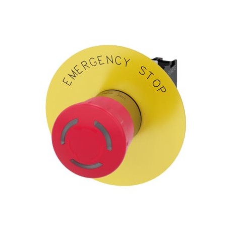 Siemens 3SU1158-1HB20-1PT0 EMERGENCY STOP mushroom pushbutton, illuminable, 22 mm, round, metal, shiny, red,..