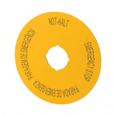 Eaton-moeller M22-XAK12 Y7-121086 EATON ELECTRIC Label, emergency stop, D 90mm, yellow, DE, EN, ES, PT