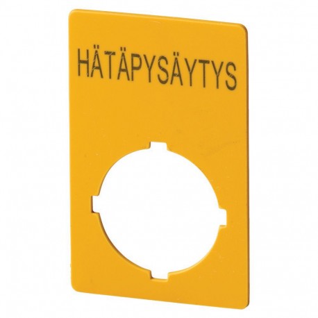 EATON - MOELLER M22-XZK1-SF99 M22-XZK1-SF99 121371 Y7-121371 EATON ELECTRIC Label, emergency stop, HxW 50x33mm, yellow, HÄTAPYSÄYTYS
