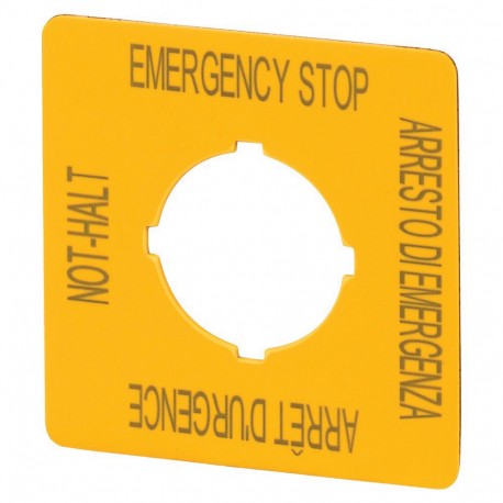 Eaton-moeller M22-XYK11 Y7-121373 EATON ELECTRIC Label, emergency stop, HxW 50x50mm, yellow, DE, EN, FR, IT