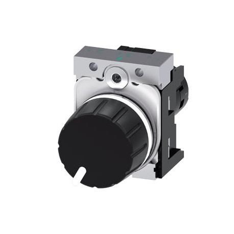 Siemens 3SU1250-2PT10-1AA0 Potentiometer, compact, 22 mm, round, metal, black, 47k ohm, with holder, screw t..