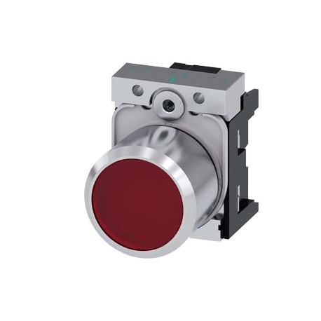 SIEMENS 3SU1251-0EB20-0AA0 3SU1251-0EB20-0AA0 SIEMENS Pushbutton, compact, with extended stroke (12 mm), 22 mm, round, metal, red trans..