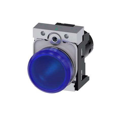 Siemens 3SU1251-6AF50-1AA0 Indicator lights, compact, 22 mm, round, metal, blue, lens, smooth, with holder, ..